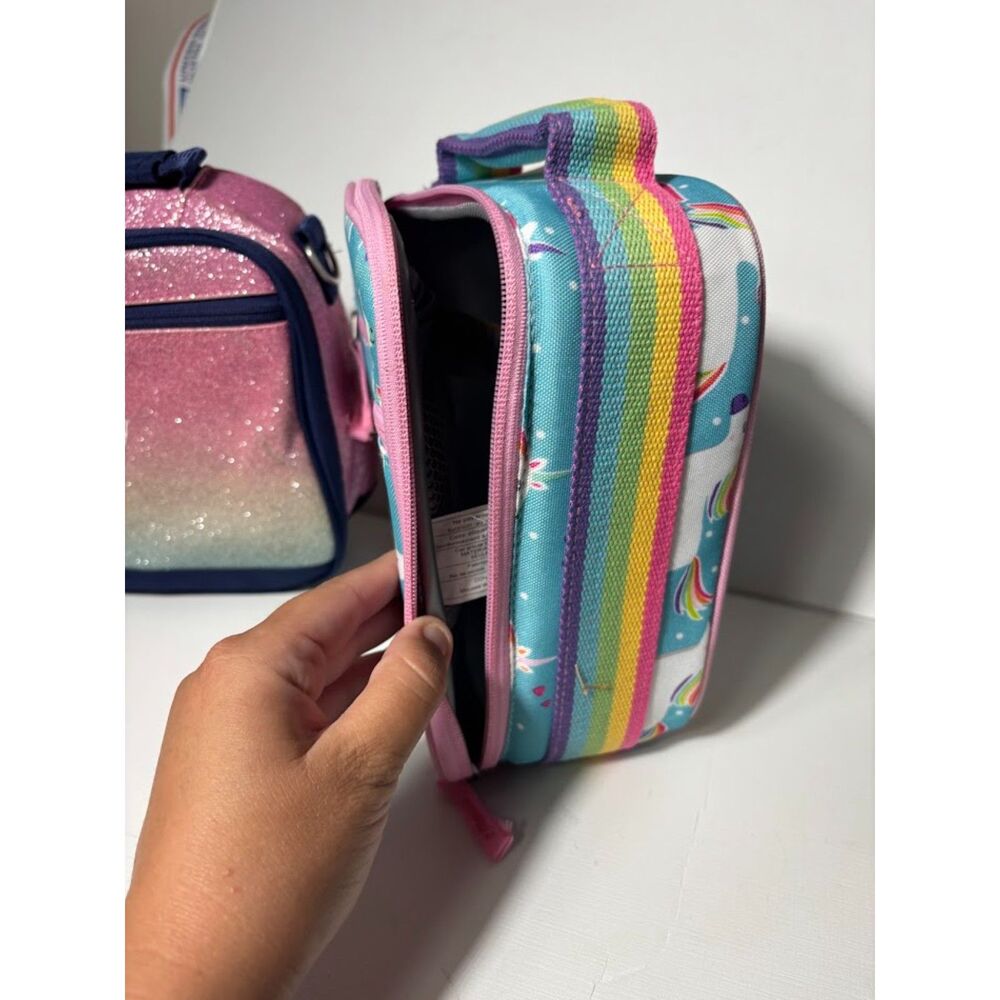 Pottery Barn Kids Lunchbox Embroidered "Avery" Personalized Unicorn Glitter - Picture 2 of 3